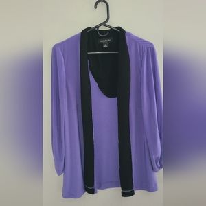 Perceptions‎ NY cardigan open front size 12 purple black